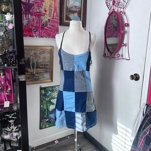 chesley denim patchwork vintage y2k dress